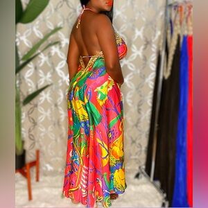 Vibrant tropical print maxi dress, custom designer (Manish Vaid) LAST ONE!!!!